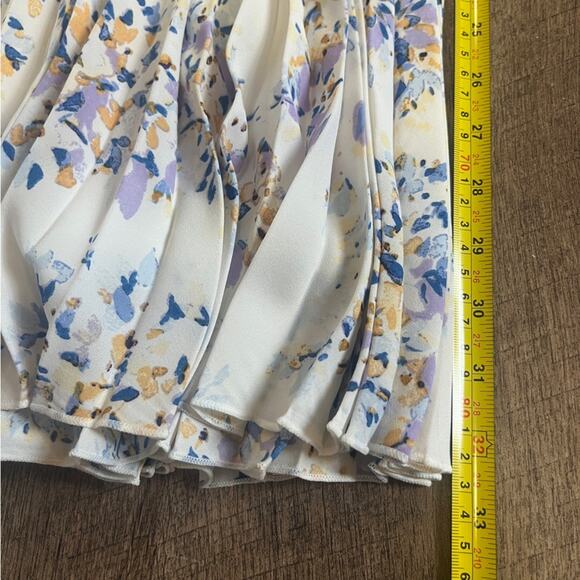 Vince Camuto Pleated Midi Skirt Womens Small Ivory Floral Elastic Waist Lined - Picture 8 of 9
